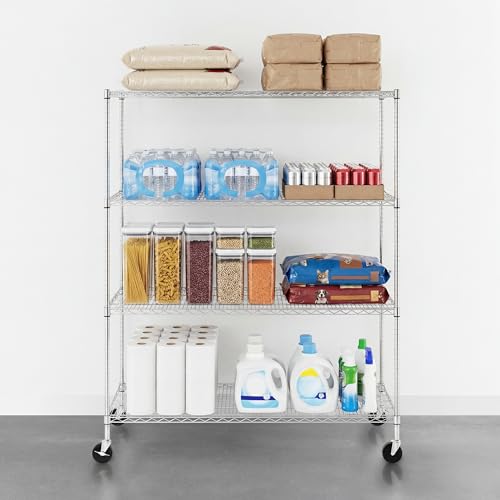 SafeRacks NSF 4-Tier Heavy Duty Steel Wire Rack w/Wheels (24"x60"x72") - color: Silver, size: 24"x60"x72" 4-Tier
