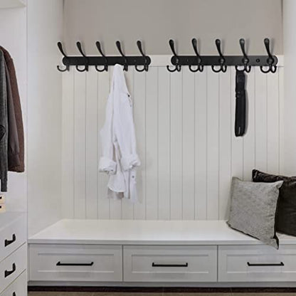 Dseap Coat Rack Wall Mounted - 5 Tri Hooks, Heavy Duty, Stainless Steel, Metal Coat Hook Rail for Coat Hat Towel Purse Robes Mudroom Bathroom Entryway,Black - color: Black, size: L=16" (1 Pcs)