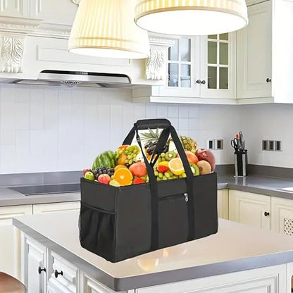 Extra Large Utility Tote Bag - Reusable Grocery Bags Foldable Heavy Duty - color: Black, size: 1 piece