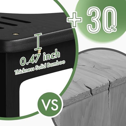 Bathway Squatting Potty Stool, Compact Poop Stool, Bamboo Toilet Stool Squat Adult, Foot Step Stool, Anti-Slip Pooping Stools for Bathroom, Assembly Required,Black, 6.8'' - color: Black, size: 6.8 Inch(Assemble)