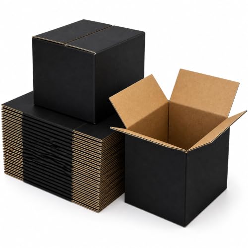 6x6x6 Black Shipping Boxes, Pack of 35 - size: 6"x6"x6"