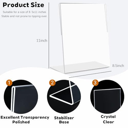 CHILDLION 3 Pack Acrylic Sign Holder 8.5x11 Inches, L-Shape Acrylic Stands for Flyers, Clear Display Holder, Documents, Office, Restaurants, Vertical Sign Holder (3 Pack 8.5*11) - size: 3 Pack 8.5*11