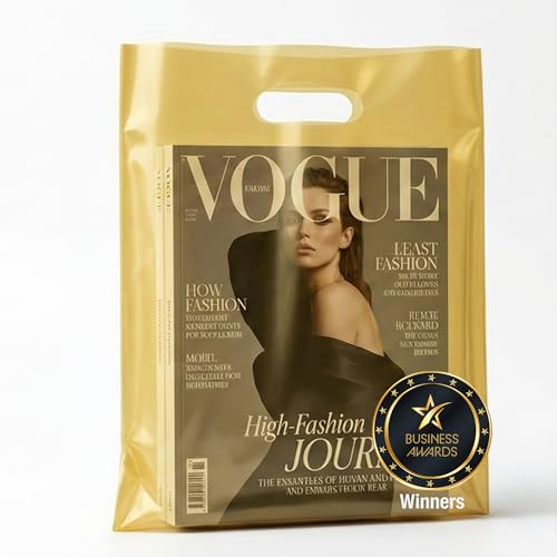 Choice Marts 100 Gold Plastic Bags With Handles 12x15 Merchandise Bags - color: Gold