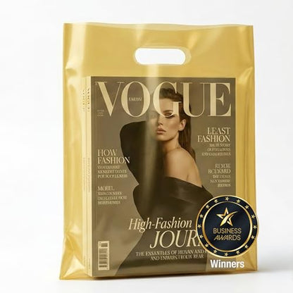Choice Marts 100 Gold Plastic Bags With Handles 12x15 Merchandise Bags - color: Gold
