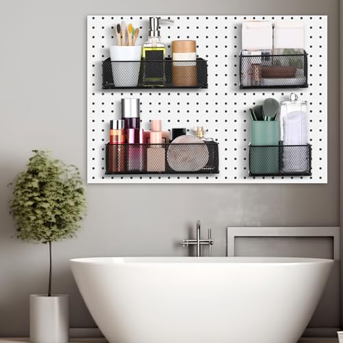 Tioncy 4 Pcs Magnetic Storage Bin Magnetic Locker Organizer for Pegboard Refrigerator Shelves Basket Container Wire Storage Holder for Kitchen Home Whiteboard(Black,10.6''l, 6.2''l) - size: 10.6''L, 6.2''L