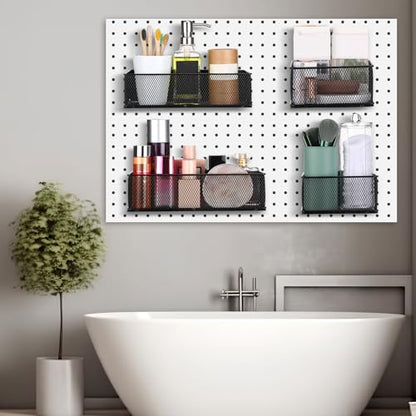 Tioncy 4 Pcs Magnetic Storage Bin Magnetic Locker Organizer for Pegboard Refrigerator Shelves Basket Container Wire Storage Holder for Kitchen Home Whiteboard(Black,10.6''l, 6.2''l) - size: 10.6''L, 6.2''L