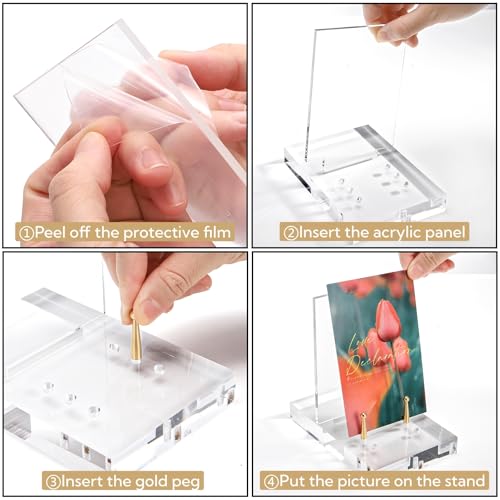 Acrylic Easel Display Stand, Adjustable Gold Peg