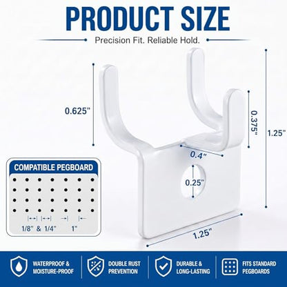 Tandefio 100 Pcs Pegboard Hooks, Picture Hangers for 1/8 & 1/4 in, White - color: White