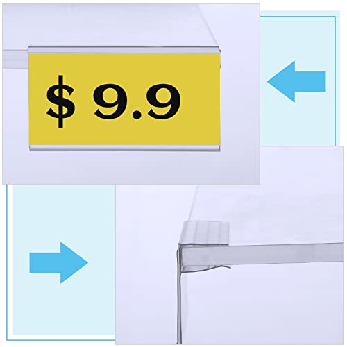 Qunclay 100 Pcs Glass Shelf Label Holders Clear Plastic Clip on for Wood