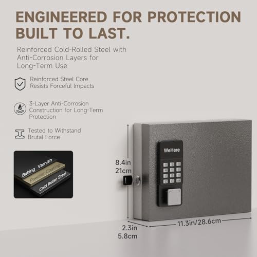 16 Key Lock Box Smart Key Organier Cabinet with Keypad & App for Office - size: 2.3inx11.3inx8.3in
