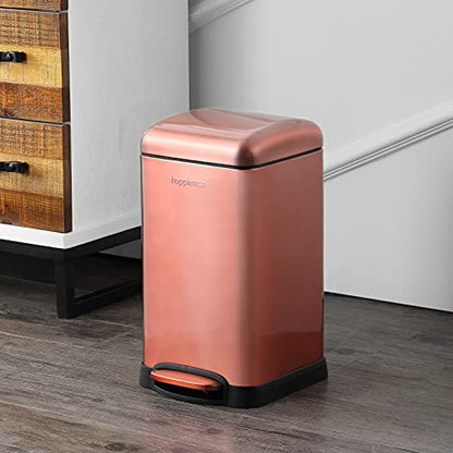 happimess Betty Retro Mini 3.2 Gal Step Trash Can, Rose Gold - color: Rose Gold