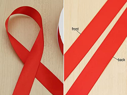 1" Red Double Face Satin Ribbon 100yd for Gifts & Weddings - color: Red, size: 1 inch