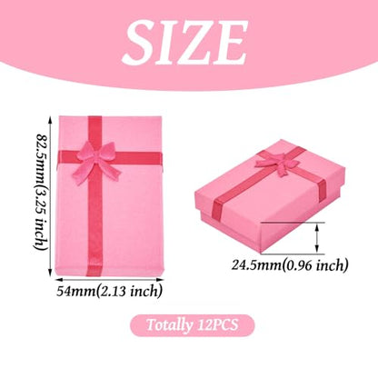 Craftdady 12pcs Pink Jewelry Gift Boxes Necklace Earring Finger Ring Cute Jewelry Boxes Small Gift Boxes With Lids Bowknot for Valentines Day Jewelry Display Holder Organizer - color: Pink-3.25 x 2.13 inch