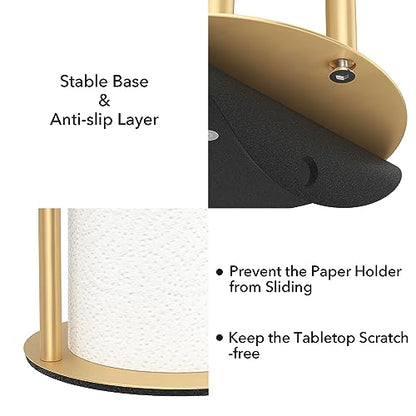 Paper Towel Holder Gold Stainless Steel Kitchen Countertop Roll Organizer - color: Gold