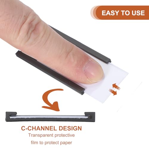 MECCANIXITY Magnetic Label Holders 3.94"x1.57" C Channel Rubber Magnetic with Clear Protectors & Paper for Metal Shelves Organize, Office File Cabinets Pack of 10 - size: 3.94"x1.57"