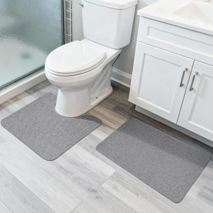 Bosap Bath Mat Set 2 Pieces,Ultra Thin Bathroom Rugs,Rubber Toilet Rugs - color: Grey, size: 1'8"x2"u+1'5"x2'3"(set)