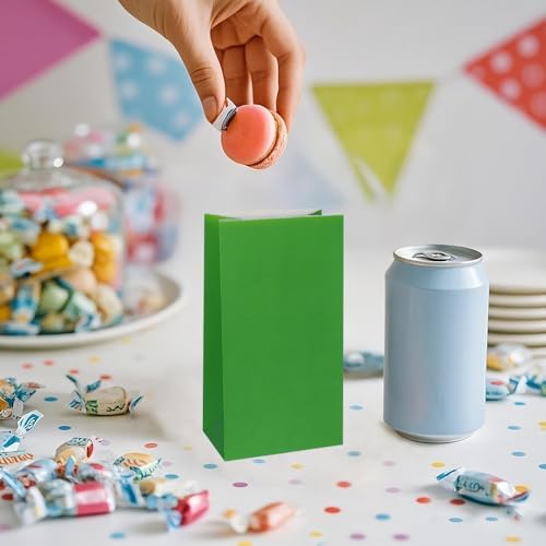 KEYYOOMY Mini Dark Green Paper Bags Paper Lunch Bag (50 CT, 3.5x2.4x7.1 in) - color: Dark Green, size: 3.5x2.4x7.1 in - Mini