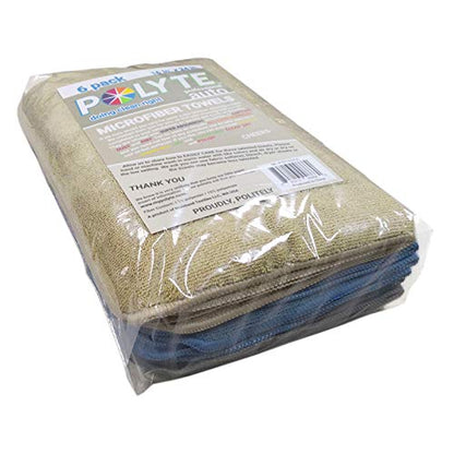 POLYTE 340 GSM Multipurpose Microfiber Cleaning Towel, 16x24 in, 6 Pack