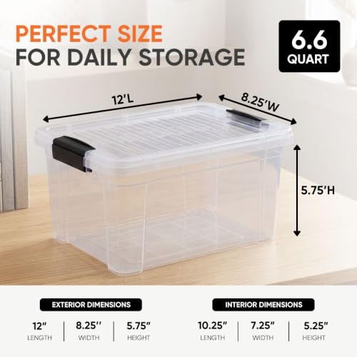 Superio 6.6 Quart Clear Plastic Storage Boxes with Lids, Stackable Organizer Containers, BPA-Free Storage Bins for Home, Office, School & Dorm, 2 Pack - size: 6.6 Quart