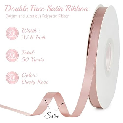 MAYREEL Dusty Rose Satin Ribbon 3/8 Inch Double Faced 50 Yards Thin - color: Dusty Rose, size: 3/8 Inch