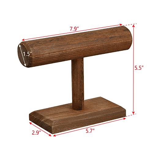 MOOCA 2-Piece Wooden Bracelet Display Stand, Watch Holder for Showcase - color: 3) Brown