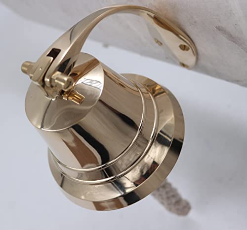 The Metal Magician Nautical Hanging Wall Mountable 4" Solid Brass Ship Bell - color: Solid Brass, size: 4"