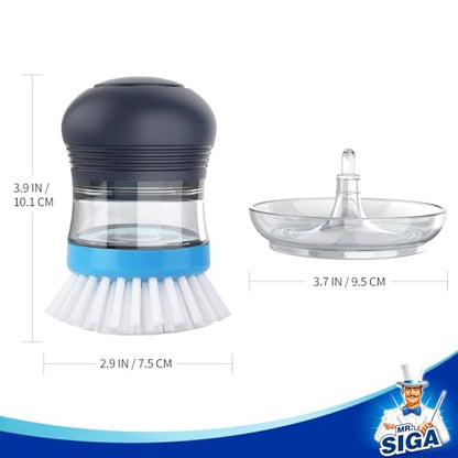 MR.SIGA Soap Dispensing Palm Brush Storage Set, 1 Pack, Navy/Blue