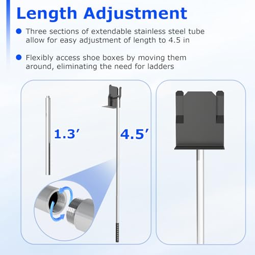 Upgraded Adjustable Shoe Box Retriever Pole, Box Reacher