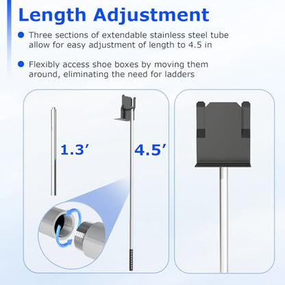 Upgraded Adjustable Shoe Box Retriever Pole, Box Reacher