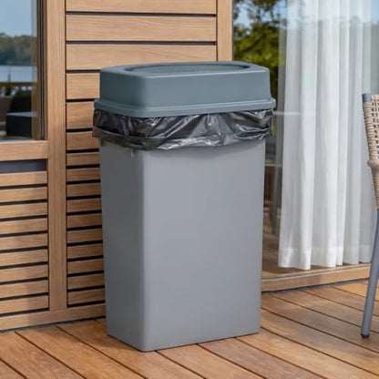 PLASTIC PRINCE 23 Gallon Slim Trash Can with Swing Lid Commercial Gray Rectangular Garbage Can with Drop Shot Lid Waste Bin with Double Flip Top for Restaurant Home Kitchen Office - style: Gray Trash Can with Swing Lid