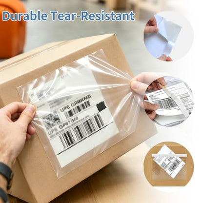 BESTEASY 6" x9" Clear Adhesive Top Loading Packing List Pouches, Blank Shipping Label Envelopes Keeps Paper Safe While Shipping