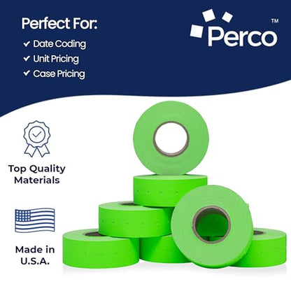 Perco 1-Line Green Blank Price & Date Gun Labels – 32 Rolls, 32,000 Count - color: Fluorescent Green, size: 4 Sleeves