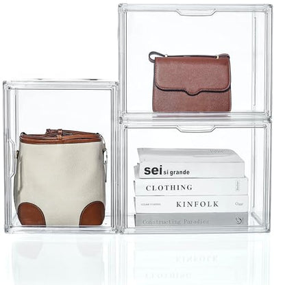 ZLLZUU Purse Organizer for Closet, X-Large Acrylic Display Case 3 Pack - size: 3pack-X Large