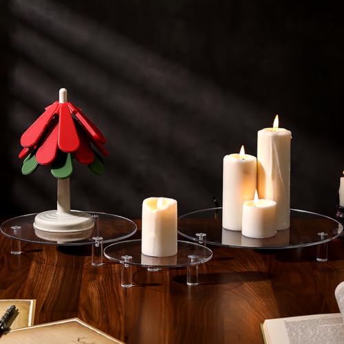 Lineshading 3 Pcs Round Acrylic Riser, Clear Round Display Stands - size: 6'',8'',10'', style: Round