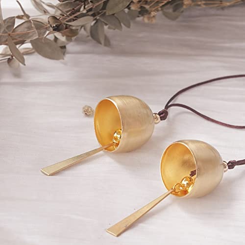 2Pcs Gold Plated Door Opening Bell Hanging Decoration Bell for Good Luck