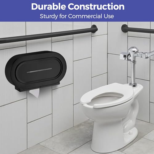 Stardrix Stainless Steel Twin Jumbo Toilet Paper Dispenser Wall Mount, 9" Commercial Double Roll Holder, Industrial Tissue Dispenser with Key Lock, Matte Black - color: Matte Black