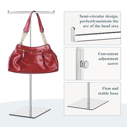 Leinuosen 4 Pcs Tabletop Purse Display Stand Metal T Bar Display - color: Silver