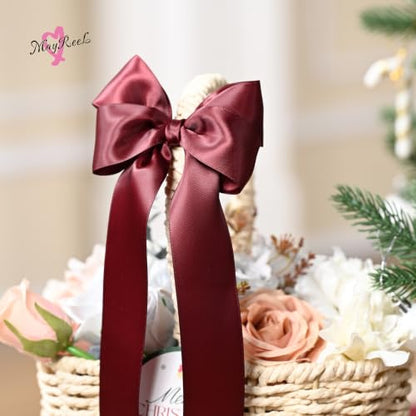 MAYREEL 1.5 inch Burgundy Double Faced Satin Ribbon 50 Yards - color: Burgundy, size: 1-1/2 Inch