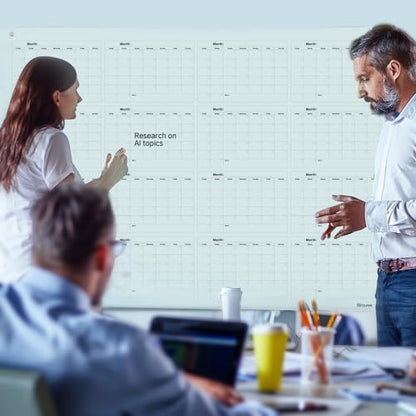 Magnetic Glass Yearly Calendar Whiteboard - Glass Dry Erase Board 48"x36" Large Frameless Glass Board for Walls Office School and Home - color: Yearly, size: 48" x 36"