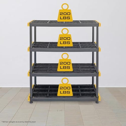 CX Heavy Duty 4-Tier Garage Storage Shelves + 8-pack 27-Gallon Bins & Lids - style: Shelf + 27 Gallon Container (8-Pack)