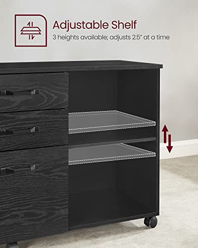 VASAGLE 3-Drawer Lateral File Cabinet, Home Office Printer Stand - color: Ink Black, size: 3 Drawers
