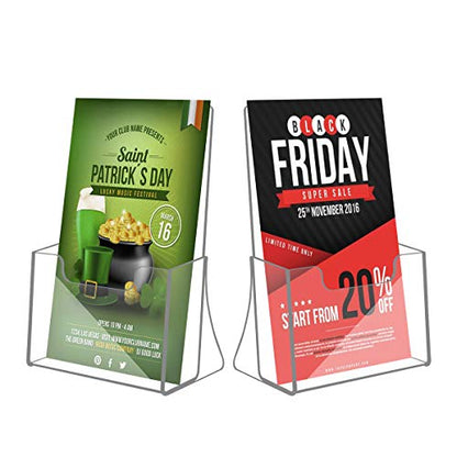 NIUBEE 6 Pack 8.5'' x 5.5'' Acrylic Bi-fold Brochure Holder,Clear Plastic Counter top Flyer Organizers - size: 8.5" x 5.5", style: 6 Pack