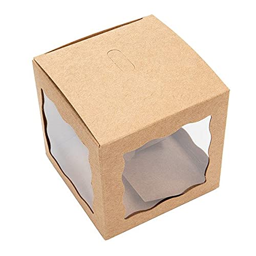 ClearBags Kraft 3 Sided Window Box | 3" x 3" x 3" | 25 pack | For Cupcakes, Cake, Brownies, Cookies, Baked Goods, and Candy | Easy Assembly and Food Safe | WKRG345 - color: Brown (3 x 3 x 3)