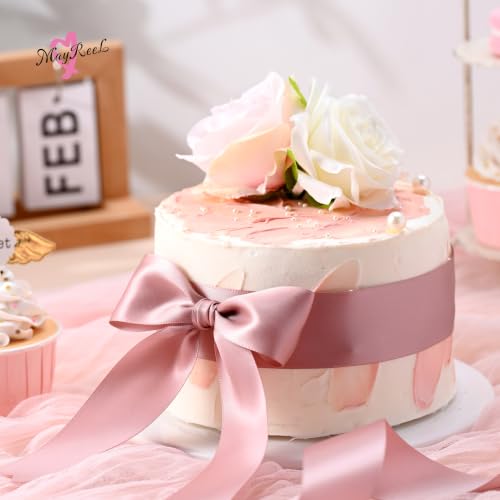 MAYREEL 1.5 inch Dusty Rose Double Faced Satin Ribbon 50 Yards - color: Dusty Rose, size: 1-1/2 Inch