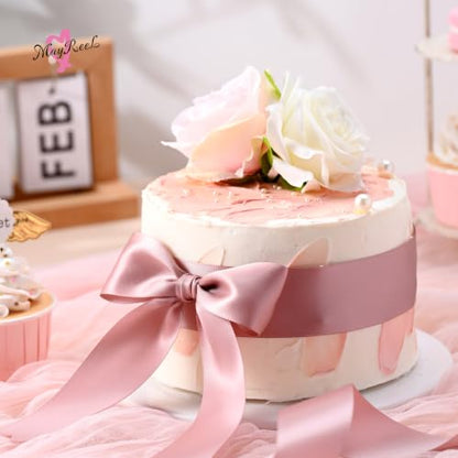 MAYREEL 1.5 inch Dusty Rose Double Faced Satin Ribbon 50 Yards - color: Dusty Rose, size: 1-1/2 Inch