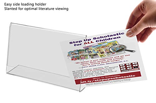 Marketing Holders 6 Pack Acrylic Sign Holder for 5" x 3" Printed Materials Clear Slant Back Plastic Countertop Side Load Graphic Image Display for Retail Stores Hotels Offices and Restaurants - size: 5"W x 3"H