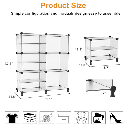 AWTATOS 6 Cube Closet Organizer Storage Shelves, Translucent - color: Translucent