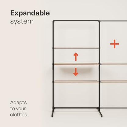 pamo Clothing Rack with Shelves 39" W x 49" H, 130 lbs Load Capacity - color: 1 x Oak Shelf, size: 1 Low