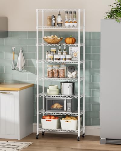Golpart 8Tier Adjustable Storage Shelves Metal Wire Shelving Standing Shelf - color: White, size: 8-tier-12"Dx22"Wx72"H