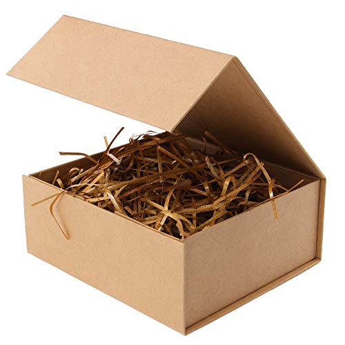 Rsgift Kraft Gift Box Small Kraft 9.7x7.2x3.3 Gift Box for Women Closure Lid Christmas,Thanksgiving Day,Valentine's Day,Christmas Gift Boxes - color: Kraft, size: 7.8 x 7 x 3.1 inches (pack of 1)